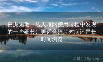 白虎无毛一线天暗网使用过程中发现的一些细节：更适合碎片时间还是长时间浏览