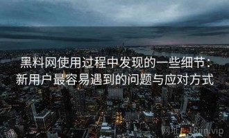 黑料网使用过程中发现的一些细节：新用户最容易遇到的问题与应对方式