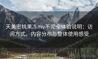 天美密桃果冻mv不完全体验说明：访问方式、内容分布与整体使用感受