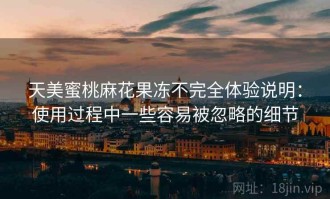 天美蜜桃麻花果冻不完全体验说明：使用过程中一些容易被忽略的细节