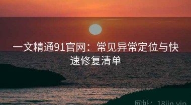 一文精通91官网：常见异常定位与快速修复清单