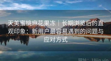 天美蜜桃麻花果冻｜长期浏览后的直观印象：新用户最容易遇到的问题与应对方式