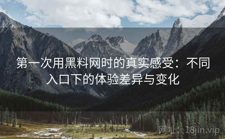 第一次用黑料网时的真实感受：不同入口下的体验差异与变化