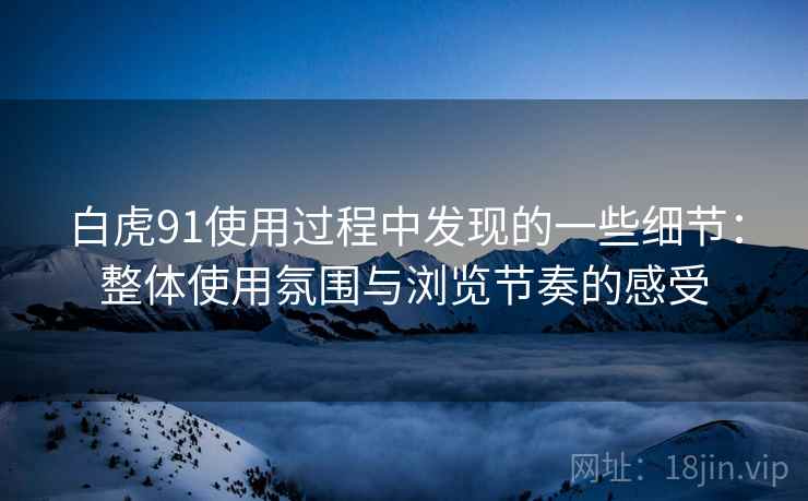 白虎91使用过程中发现的一些细节:整体使用氛围与浏览节奏的感受 白虎91使用过程中发现的一些细节:整体使用氛围与浏览节奏的感受