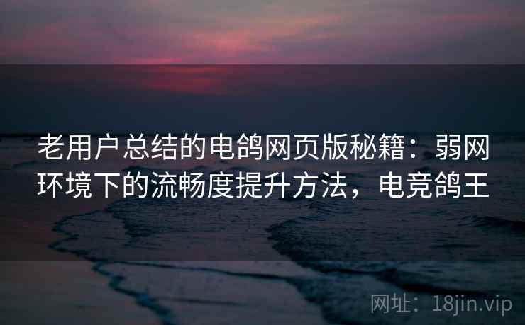 老用户总结的电鸽网页版秘籍:弱网环境下的流畅度提升方法,电竞鸽王 老用户总结的电鸽网页版秘籍:弱网环境下的流畅度提升方法,电竞鸽王